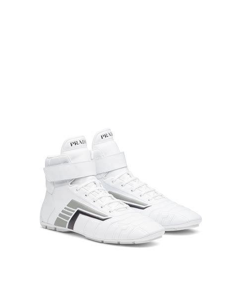 White/gray Prada Rev leather high